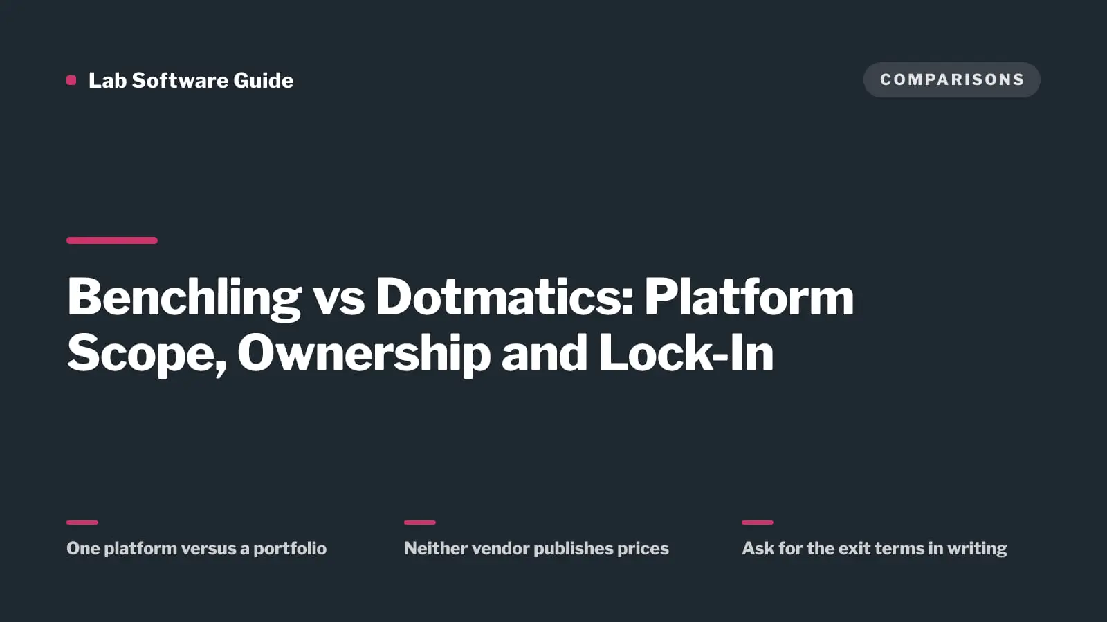 Benchling vs Dotmatics: Platform Scope, Ownership and Lock-In — Lab Software Guide